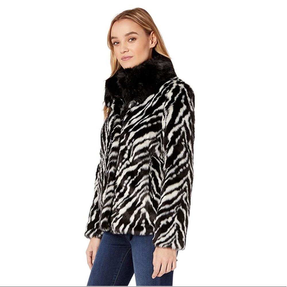 Sam Edelman Zebra Stripe Faux Fur Jacket - Picture 3 of 15